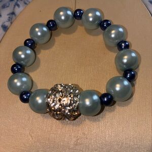 Elegant Blue and Silver Beaded Bracelet